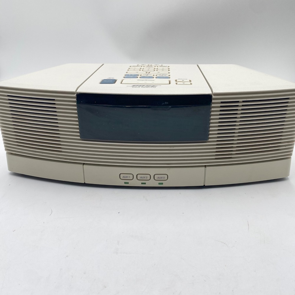 Bose Wave Radio/CD AWACCQ Pedestal System Cream White 3 Aux Inputs AM/FM Alarm
